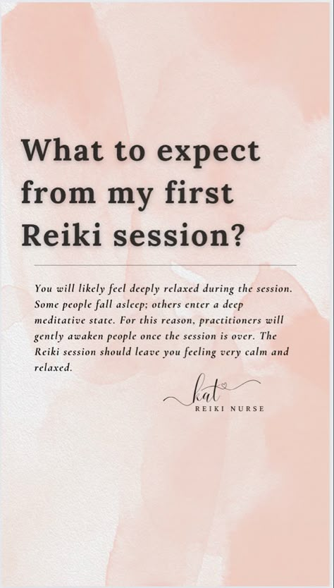 What to expect from my first Reiki session? You will likely feel deeply relaxed during the session. Some people fall asleep; others enter a deep meditative state. For this reason, practitioners will gently awaken people once the session is over. The Reiki session should leave you feeling very calm and relaxed. 🔥🌈🌀♥️💕🧡💛💚💙💜🌀🌈🔥 #reiki #yoga #meditation #healing #chakras #love #ki #reikihealing #rei #vitallifeforce #lifeforceenergy #energyhealing #reikimaster #energy #karuna #spiritualit Reiki Healing Pictures, Reiki Business Ideas, Reiki Aesthetic, Karuna Reiki, Reiki Quotes, Reiki Business, Kundalini Reiki, Reiki Session, Healing Chakras