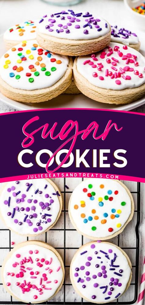 These homemade Sugar Cookies are easy to make, hold their shape, and have plenty of room to frost! This easy dessert recipe is best decorated with a royal icing recipe or sprinkles. They make the perfect 4th of July dessert! 4th Of July Cookies, 4th Of July Dessert, Meals Kids Love, Store Bought Frosting, Homemade Sugar Cookies, Yummy Sugar Cookies, Easy Dessert Recipe, July Recipes, 4th Of July Desserts