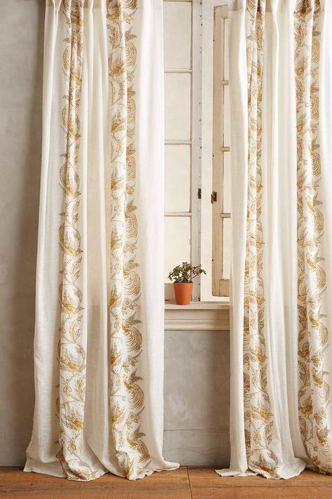 Anthropologie Curtains, Ivory Curtains, Dining Room Curtains, Double Rod Curtains, Double Curtains, Custom Drapes, Master Bed, Home Curtains, White Curtains