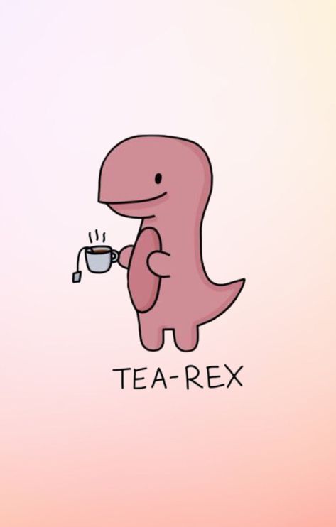 Tea Rex Wallpaper, Tea Rex, Art Media, Pink Dinosaur, Background Art, Figure Drawing Reference, Cute Cartoon Wallpapers, Figure Drawing, T Rex