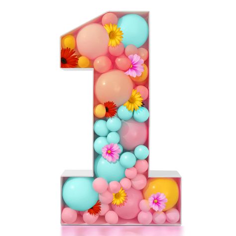 Cardboard Numbers, First Birthday Backdrop, Mosaic Numbers, Marquee Numbers, Number 1 Balloon, Balloon Frame, Balloon Box, First Birthday Decorations, Anniversary Decorations