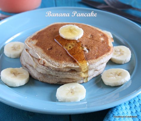 Sandhiya's Cookbook: Eggless Banana Pancake | Banana Pancake | Breakfast Recipe Eggless Banana Pancakes, Pancake Banana, Fruit Pancakes, Banana Pancake, Strawberry Pancakes, Banana Pancakes Recipe, Pancake Breakfast, Buttermilk Pancakes, Breakfast Menu