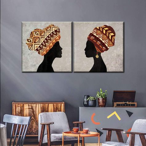 African Turbans Designs Canvas Set Wall Art is sure to elevate your decor. Bring Africa's fascinating beauty into your home and make your walls unique and eye-catching. Afrocentric Decor, Sassy Wallpaper, African Wall Art, African Paintings, Afrikaanse Kunst, African Art Paintings, Wall Canvas Painting, African Decor, African American Art