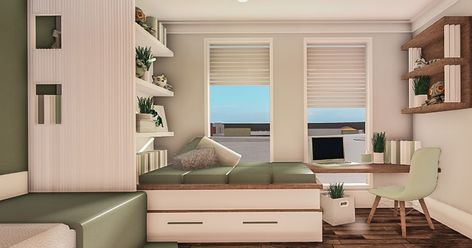 @atlas.blx on Instagram: "🌱sage green bedroom 🌱 Recreated from pinterest - Decals from @bloxburg_decals_prestox ——————————————————————————— 🏷 #bloxburg…" House Plans With Pictures, House Decorating Ideas Apartments, Sage Green Bedroom, Simple Bedroom Design, Tiny House Layout, Diy House Plans, Bloxburg Room, House Floor Design, Casas The Sims 4