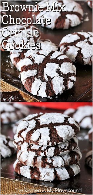 Chocolate Crinkles Recipe, Chocolate Crinkle Cookies Recipe, Brownie Mix Recipes, Brownie Mix Cookies, Cake Box Cookies, Crinkle Cookies Recipe, Mix Chocolate, Chocolate Crinkle, Cookie Brownie Recipe