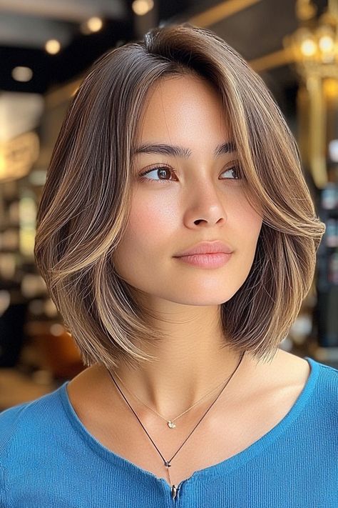 Layered Bob Haircut, Sleek and Subtle Balayage Bob Jawline Bob Haircut, Jawline Bob, Layered Bob Haircut, Tapered Bob, Balayage Bob, Subtle Balayage, Layered Bob Haircuts, Sandy Blonde, Hair 2024