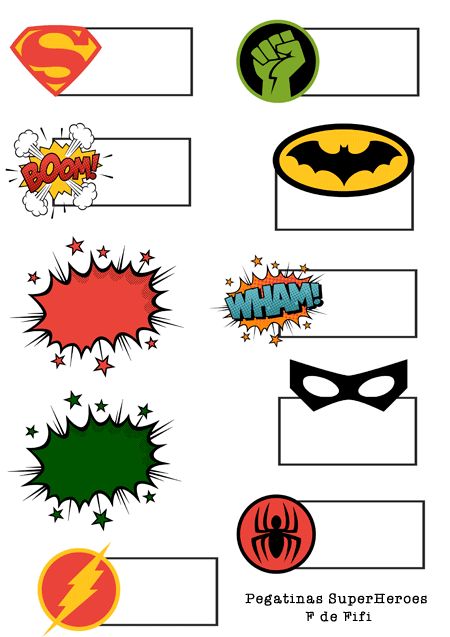 Pegatinas gratis de Super Heroes y Peppa Pig para la vuelta al cole | Blog F de Fifi: manualidades, imprimibles y decoración School Labels Printables, Superhero Classroom Theme, School Name Labels, Superhero Classroom, Super Hero Theme, Superhero Names, Avengers Party, Avengers Birthday, School Labels