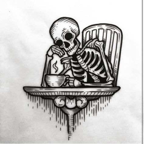 904 Likes, 3 Comments - Mexico City / CDMX (@mexicocityofficial) on Instagram: “Get your next tattoo in #mexicocity @tattoo_chilango 👈🏼 will sort you out with something out of…” Interesting Sketches, Sketches Of, Bones Coffee, Skeleton Coffee, Coffee Tattoos, Skeleton Tattoos, Creepy Tattoos, Skeleton Bones, Dark Art Tattoo