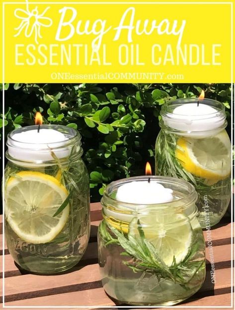 keep mosquitoes, flies, and other bugs & insects away from your summer fun with these DIY all-natural "Bug Away" essential oil candles One Essential Community, Bug Repellent Candles, Diy Bug Repellent, Mosquito Repellent Candle, Diy Mosquito Repellent, Natural Bug Repellent, Bug Repellent, Essential Oil Candles, Oil Candles