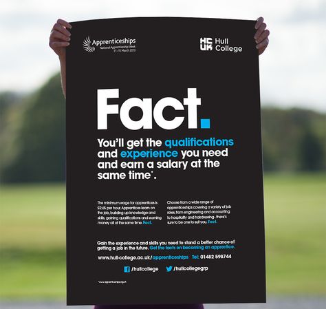 apprenticeship poster | Awareness campaign for Hull College | Our Work | Sowden & Sowden Apprenticeship Poster, College Marketing Campaign, College Campaign, Diversity Campaign, Poster Awareness, Psa Poster, University Branding, Letter Heads, Higher Education Marketing