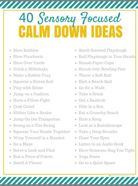 40 Sensory Focused Calm Down Strategies Sensory Coping Skills, Steps To Calm Down, Calm Down Quickly, Calm Down Box For Adults, Sensory Regulation Activities, Ways To Calm Down, Sensory Adults, Calm Down Ideas, Calm Down Strategies