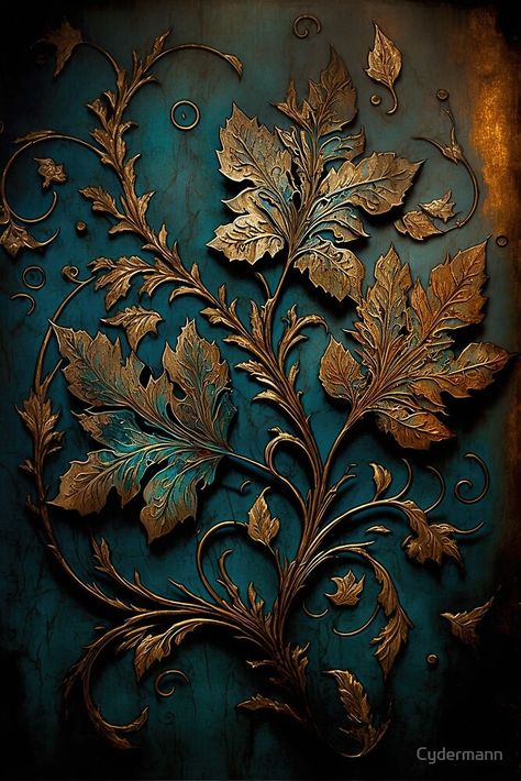 Copper Aesthetic, Teal And Copper, Copper And Blue, Copper Painting, Copper Wall Art, Imperial Blue, Print Design Art, Vintage Book Covers, Copper Art