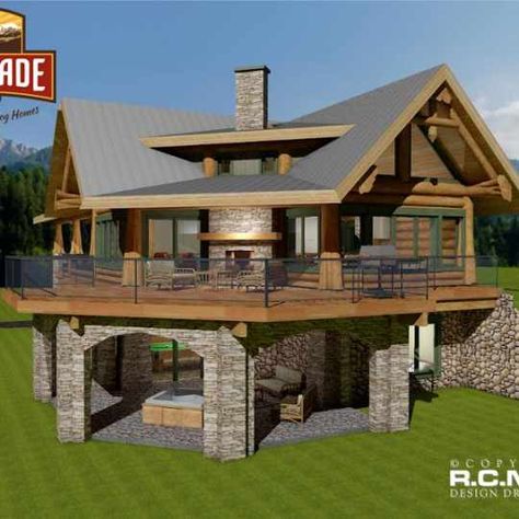 Log Home Floor Plans 1500 2400 sq ft - Cascade Handcrafted Log Homes Log Home Flooring, Timber Frame Plans, Sloping Lot House Plan, Log Home Designs, Log Home Floor Plans, Log Home Plans, Study Plans, Mountain House Plans, Cabin House Plans