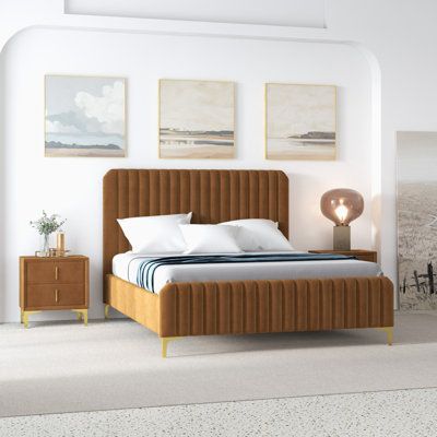 Upholstered Platform Bed Queen, Modern Style Bedroom, Modern Platform Bed, Super King Size Bed, Padded Headboard, Velvet Bed, Ottoman Bed, Upholstered Panels, Bed Sets