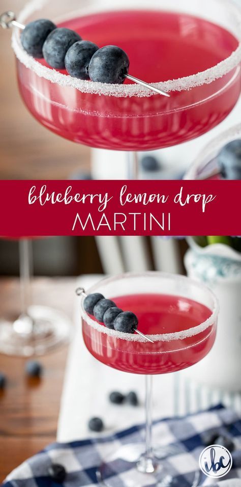 Blueberry Lemon Cocktail Recipes, Tito’s Blueberry Vodka Cocktail, Flavored Lemon Drop Martini, Blueberry Syrup Cocktail, Fun Cocktail Recipes Vodka, Simple Cocktails Vodka, Easy At Home Cocktail Recipes, Blueberry Lemon Martini, Flavored Vodka Martinis