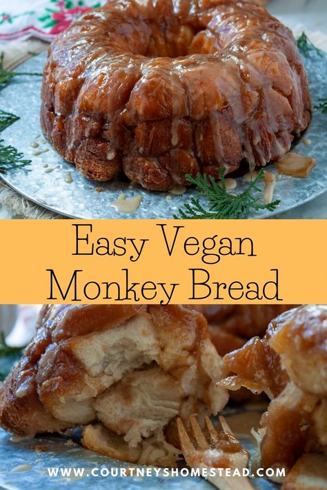 Easy Vegan Monkey Bread Dairy Free Monkey Bread Pull Apart, Vegan Monkey Bread Recipe, Monkey Bread Vegan, Vegan Monkey Bread Easy, Healthy Monkey Bread Recipe, Dairy Free Monkey Bread, Vegan Monkey Bread, Vegan Baked Goods, Easy Monkey Bread