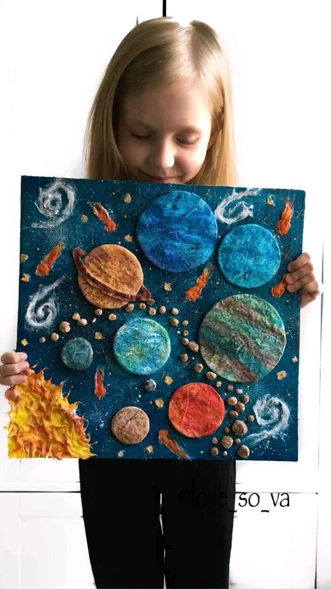 Space Painting For Kids, Solar System Art Projects For Kids, Planets Crafts For Kids, Solar System Painting, Solar System Projects For Kids, Solar System Crafts, School Kids Crafts, Kids Workshop, Science Projects For Kids