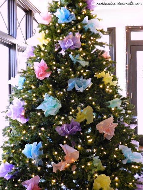 Dollar Store Tissue Paper Tree Store Tissue Paper, Tissue Paper Tree, Tissue Paper Trees, Tissue Flowers, Summer Trees, Paper Tree, Happy Spring, Winter Trees, Xmas Tree