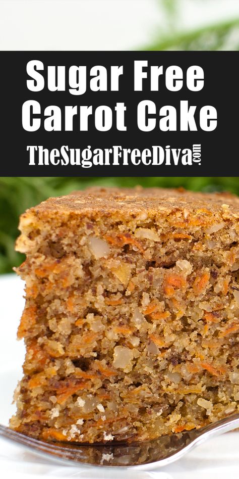 Recipe For Carrot Cake, Sugar Free Cake Recipes, Sugar Free Carrot Cake, Sugar Free Desserts Easy, Low Sugar Desserts, Sugar Free Baking, Sugar Free Recipes Desserts, Sugar Free Treats, Sugar Free Cake