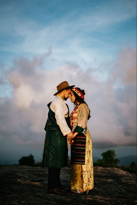 Tibetan bride and American Groom - by Daniela Guerrero Photography Location- Asheville, North Carolina #tibetanamericanwedding Tibetan Wedding, Photography Location, Wedding Pose, Wedding Plan, Asheville North Carolina, American Wedding, Location Photography, East Asia, Wedding Poses