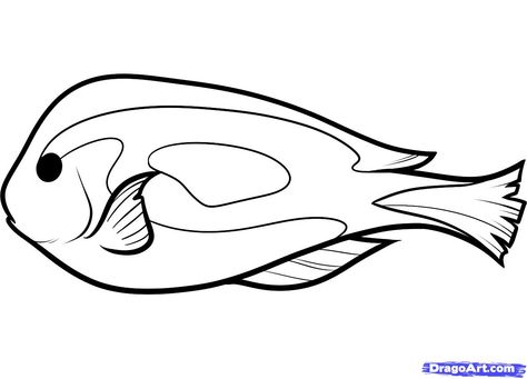 how to draw a blue tang step 5 Blue Tang Fish Drawing, Blue Tang Tattoo, Ocean Commotion Vbs, Blue Tang, Blue Tang Fish, Ocean Vbs, Fish Outline, Fish Drawings, Black And White Drawing