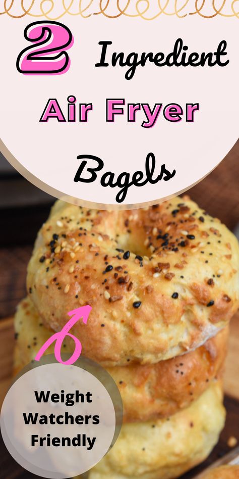 2 ingredient bagels with everything seasoning Ww Bagels Recipe, Two Ingredient Bagels, Air Fryer Bagels, 2 Ingredient Bagels, Ww Bread, Weight Watchers Air Fryer, Bagel Recipe Easy, Ww Ideas, Ww Recipe