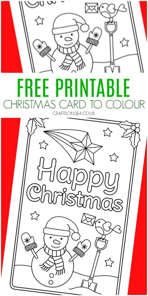 Snowman Christmas Card to Colour (FREE Printable) Christmas Cards To Color Free Printable, Free Printable Christmas Cards For Kids, Christmas Card Coloring Free Printable, Free Printable Christmas Cards To Color, Printable Christmas Cards To Color, Christmas Cards Printable Free, Free Christmas Cards, Christmas Card Templates Free Printable, Free Printable Holiday Cards