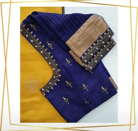 Navy Blue Aari Work Blouse, Dark Blue Blouse Aari Work Designs, Simple Blue Blouse Designs Thread Work, Navy Blue Blouse Maggam Work Designs, Navy Blue Blouse Designs For Saree, Maggam Thread Work Blouse Designs, Navy Blue Blouse Designs, Pink Blouse Designs, Magam Work