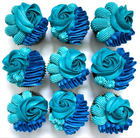 Blue Cupcakes Aesthetic, Cupcakes Simple, Orange Cupcakes, Blue Cupcakes, Buttercream Cupcakes, Cupcake Art, Cupcake Designs, Cupcake Decorating, Cupcake Ideas