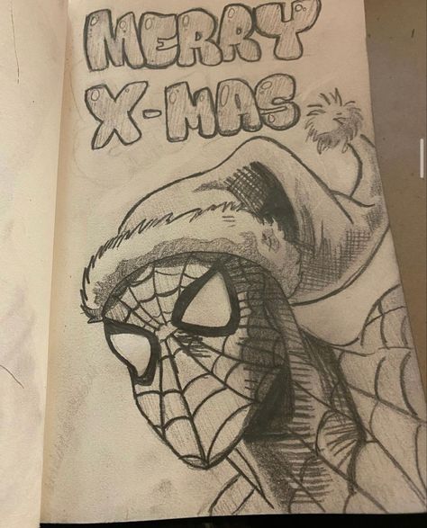 Rudolph Drawing, Drawing For Christmas, Spiderman Christmas Drawing, Merry Christmas Spiderman, Santa Hat Drawing, Spider Man Christmas, Christmas Sketches Pencil, Christmas Things To Draw, Spiderman Whiteboard Drawing