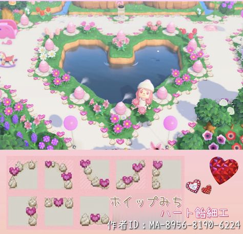 Animal Crossing Design Codes Fairycore, Kawaii Acnh Codes, Animal Crossing Coquette, Pink Animal Crossing Island, Animal Crossing Fairycore, Fairycore Animal Crossing, Animal Crossing Kawaii, Kawaii Acnh, Kawaii Island