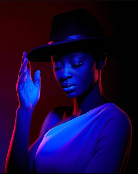 Gel Lights Photography, Gel Portrait Photography, Color Gel Photography, Colour Gel Photography, Portrait Lighting, Black Person, Eye Photography, Photographs Of People, Colorful Portrait