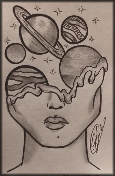 #inspiration#charcoal#mind#space#planet Scetches Notebook Ideas Easy, Out Of This World Drawings, Cool Space Drawings Easy, Sketsa Planet Aesthetic, Space Easy Drawings, Planet Drawing Aesthetic, How To Draw Planets, Planet Drawing Art, Easy Pretty Drawings