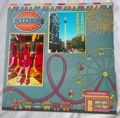 handmade scrapbook layout pg. 2:  Silverwood, Theme park, rides, Best Creation Inc.-Loops and Scoops Theme Park Scrapbook Layouts, Manifestation Scrapbook, Silverwood Theme Park, Tyler Birthday, Scrapbook Paper Storage, Summer Scrapbook Layouts, Scrapbook Images, Yearbook Ideas, Disney Font