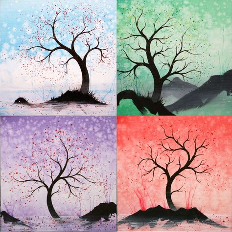 I put these four paintings together from pictures I found.  Aren't they gorgeous? Friend Group Painting Ideas, Four Paintings Together, Group Canvas Painting Ideas, Four Season Canvas Paintings, The Group Of Seven Paintings, Group Of Seven Paintings, Drawings Simple, Art Drawings Simple, Art World