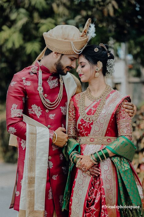 | Wedding Inspiration | Bridal | Couple Goals | Couple Portraits | Wedding videos | #indianwedding #wittyvows #weddingvideography #couplegoals #happilyeverafter #trending #trendy #must #indianbride #bridalwear #fashion #inspiration #ideas #bridalmakeup #weddingblog #weddingblogger#friendsphotospune#friendsphotosdhanori Maharashtrian Wedding Couple, Marathi Wedding Couple, Bye Friends, Wedding Couple Shoot, Maharashtrian Wedding, Marathi Bride, Marathi Wedding, Bridal Couple, Goals Couple