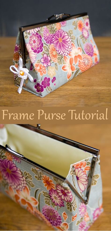 Rectangular Purse Frame Tutorial Diy Clasp Purse, Frame Purse Pattern, Clutch Bag Tutorial, Frame Bags, Frame Tutorial, Handbag Tutorial, Purse Sewing, Clutch Pattern, Purse Sewing Patterns