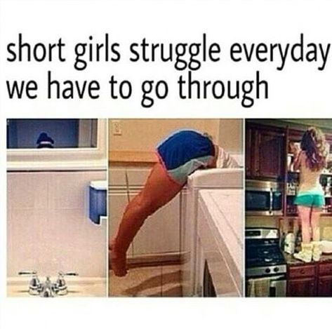 Female Problems on Instagram: “Yupppp” Short People Memes, Short People Jokes, Short Girl Quotes, Girl Problems Funny, Short People Problems, Best Funny Quotes, Short Girl Problems, Girl Struggles, Short People