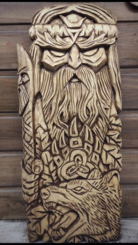 Njord God, Log Projects, Chainsaw Carvings, Woodworking Shop Layout, Chainsaw Carving, Shop Layout, Wood Carving Art, Wood Carvings, Whittling