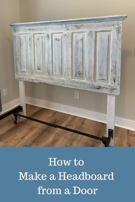 Diy King Size Headboard, Make A Headboard, Headboard From Old Door, Diy Bed Headboard, Diy Wood Headboard, Farmhouse Headboard, Door Bed, Door Headboard, How To Make Headboard