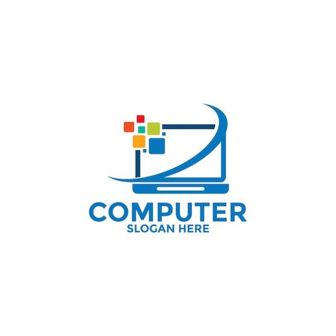 Computer logo template computer repair l... | Premium Vector #Freepik #vector #protection #business #sign #line Printing Press Logo, Logo Software, Computer Logo, Small Business Logo, Company Logo Design, Computer Repair, Business Logo, Software Development, Logo Templates