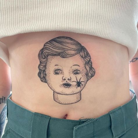 Porcelain Doll Tattoo, Doll Head Tattoo, Creepy Baby Dolls, Doll Tattoo, Head Tattoo, Tattoo Portfolio, Head Tattoos, Porcelain Doll, Tattoo Flash