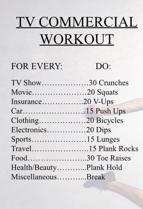 Simple workout to do while watching tv! Workout To Do While Watching Tv, Young Sheldon Workout Challenge, Modern Family Workout Game, Workouts While Watching Tv, Never Have I Ever Workout, Tv Show Workout Challenge, Movie Workout Challenge, Tv Commercial Workout, Workout While Watching Tv