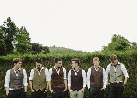 Gallery & Inspiration | Picture - 742589 - Style Me Pretty Hobbit Groomsmen Attire, Groomsman Mismatched Suits, Fantasy Groomsmen, Hobbit Wedding Groomsmen, Medieval Groomsmen, Groomsmen Attire Mismatched, Mismatched Groomsmen Attire, Groomsmen Waistcoat, Vintage Groomsmen Attire