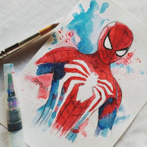 Spiderman  #spiderman #farfromhome #spidey #tomholland #spideypainting #artsketches #marvel Spiderman Watercolor Art, Marvel Watercolor Art, Spiderman Watercolor, Marvel Watercolor, Spiderman Painting, Marvel Art Drawings, Spiderman Spiderman, Vinyl Art Paint, Markers Drawing Ideas