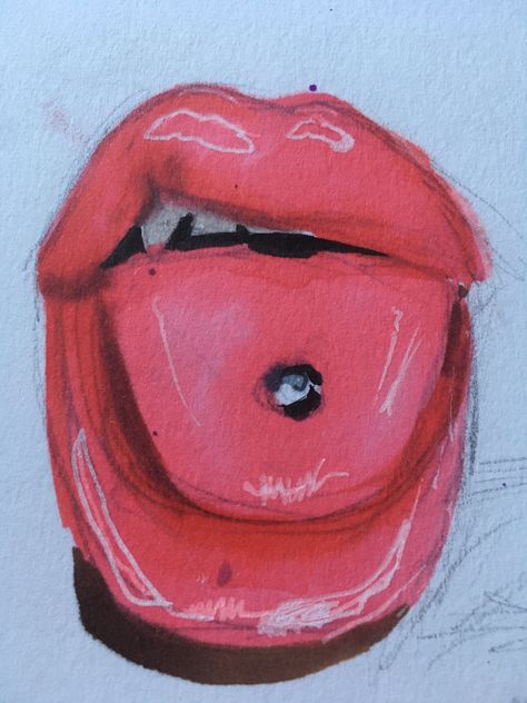 Tongue Piercing Drawing Reference, Tongue Piercing Drawing, Face Ideas Drawing, Tongue Drawing, Drawing Mouth, Face Ideas, Mouth Drawing, Reference Pics, Lips Drawing