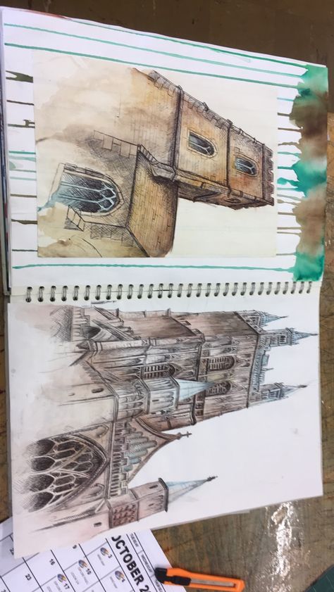 Sunga Park record page #sungapark #gcse #gcsefineart #gcseart #cityart #gloucesterart #citiesart #gloucestercatherdral #churchart #cathedralart #watercolour #biroart #paints Art Final Piece Gcse, Sunga Park, Gcse Sketchbook, Art Identity, Textiles Gcse, Art Coursework, Igcse Art, Project Architecture, Art Examples