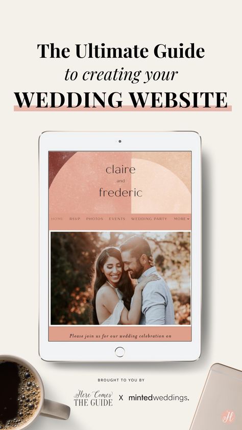 The Ultimate Guide to Creating your Wedding Website, brought to you by Here Comes The Guide x Minted Weddings With Joy Wedding Website, The Knot Wedding Website Ideas, Event Planner Website Design, Wedding Website Inspiration, Joy Wedding Website, Wedding Website Ideas, The Knot Wedding Website, Shrek Wedding, Minted Wedding Website