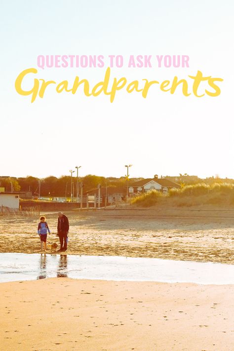 25 Questions To Ask Your Grandparents - Looking to preserve your family legacy? Here are 25 questions to ask your grandparents that make conversation easy. Question To Ask Your Grandparents, Grandparent Questions, Questions To Ask Grandparents, Questions For Grandparents, Grandparent Interview, Questions To Ask Your Grandparents, Questions To Ask Your Parents, Mom Questions, Family Questions