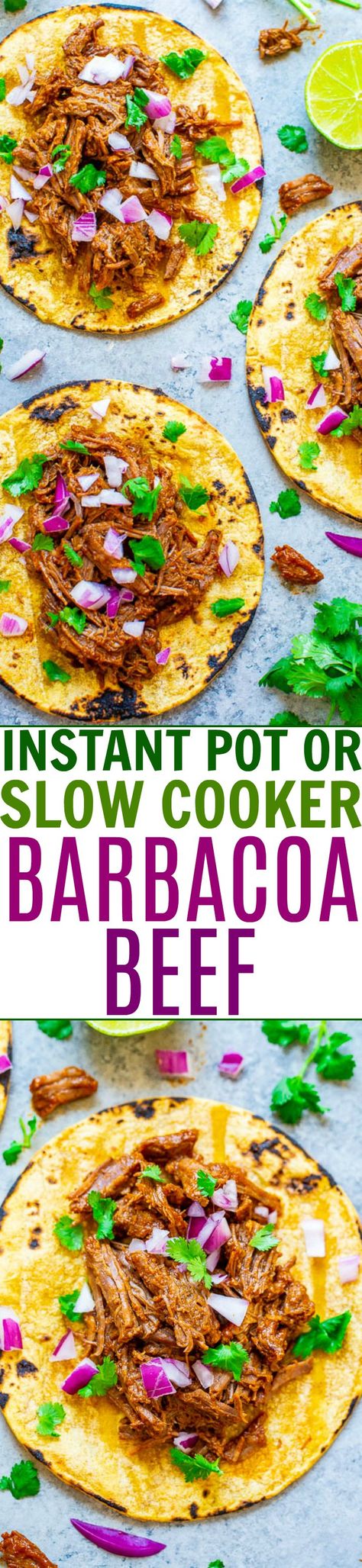 Instant Pot Barbacoa Beef (+ Slow Cooker Instructions!) - Averie Cooks Barbacoa Crock Pot, Breakfast Without Eggs, Sausage Mushroom, Mushroom Breakfast, Slow Cooker Barbacoa, Simple Dinners, Averie Cooks, Barbacoa Beef, Insta Pot